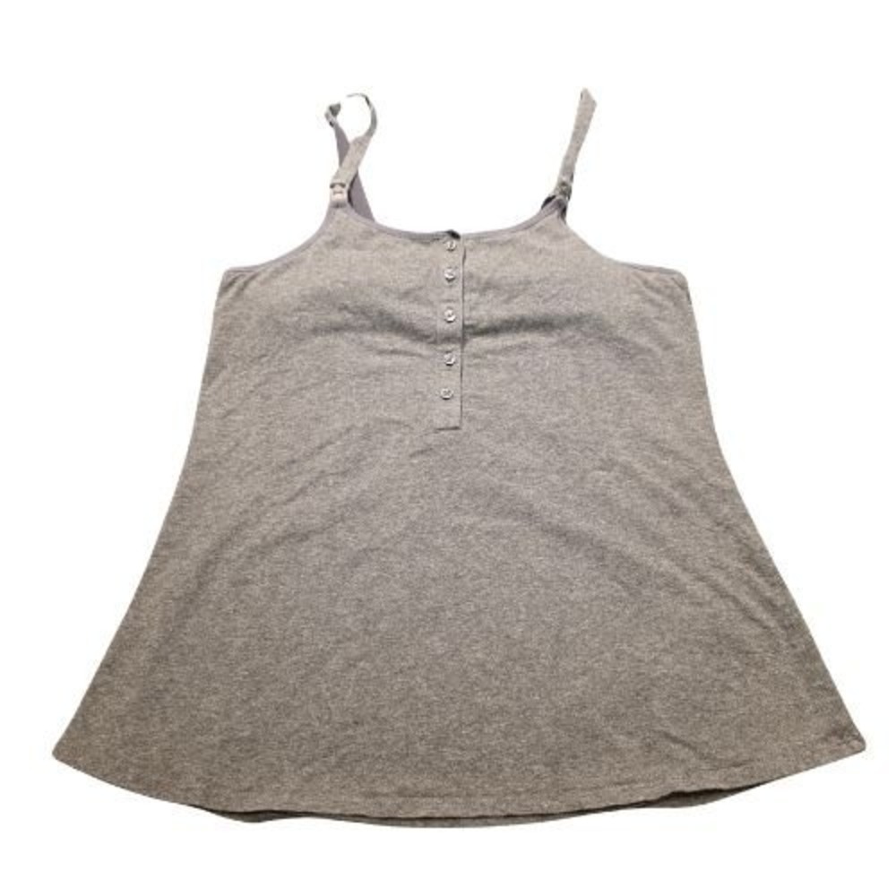 Gilligan & O'Malley Womens Nursing Camisole Gray Henley Shelf Bra Size L